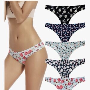 Voenxe Seamless Women Underwear Thongs,No Show Ladies Thong,No Line Workout Sz L